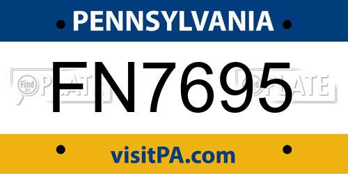 FN7695 Pennsylvania License Plate