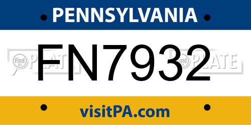 FN7932 Pennsylvania License Plate