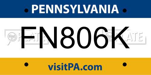 FN806K Pennsylvania License Plate