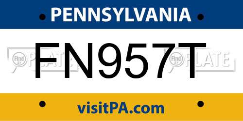 FN957T Pennsylvania License Plate