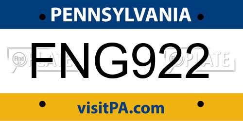 FNG922 Pennsylvania License Plate