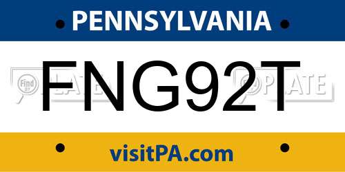 FNG92T Pennsylvania License Plate