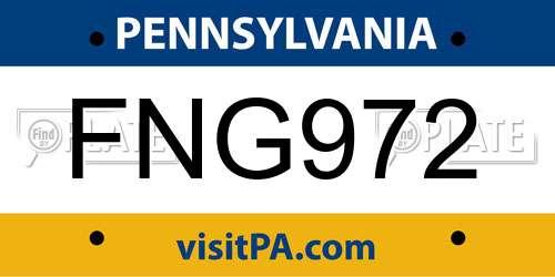 FNG972 Pennsylvania License Plate