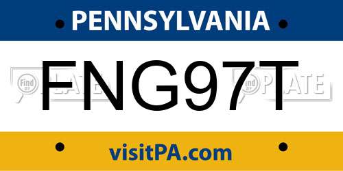 FNG97T Pennsylvania License Plate