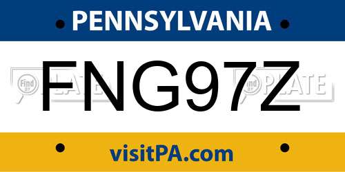 FNG97Z Pennsylvania License Plate
