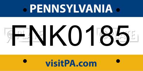 FNK0185 Pennsylvania License Plate