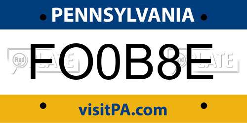 FO0B8E Pennsylvania License Plate