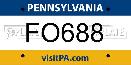 FO688 Pennsylvania License Plate