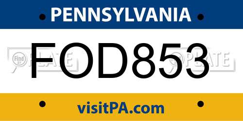 FOD853 Pennsylvania License Plate
