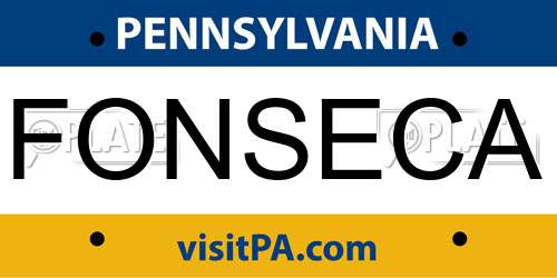 FONSECA Pennsylvania License Plate