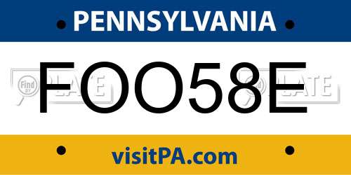 FOO58E Pennsylvania License Plate