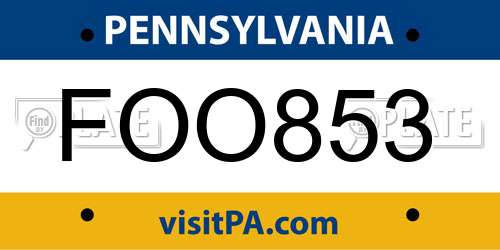 FOO853 Pennsylvania License Plate