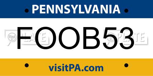 FOOB53 Pennsylvania License Plate