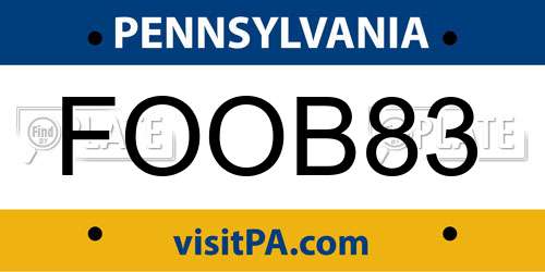 FOOB83 Pennsylvania License Plate