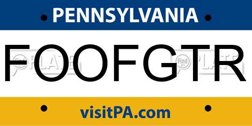 FOOFGTR Pennsylvania License Plate
