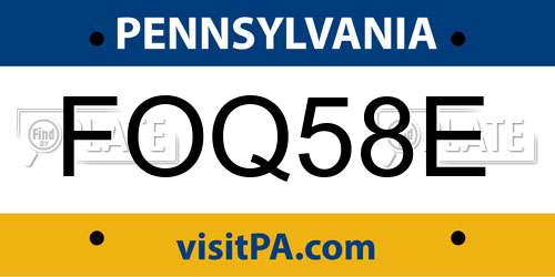 FOQ58E Pennsylvania License Plate
