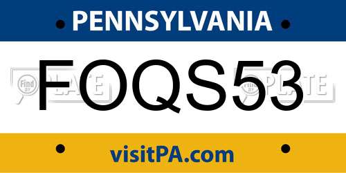 FOQS53 Pennsylvania License Plate