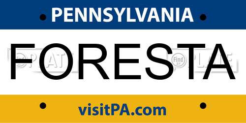 FORESTA Pennsylvania License Plate