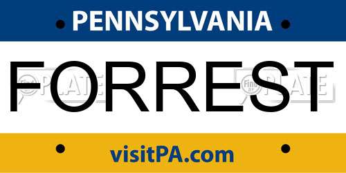 FORREST Pennsylvania License Plate