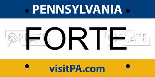 FORTE Pennsylvania License Plate