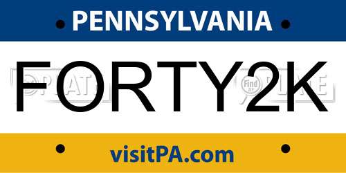 FORTY2K Pennsylvania License Plate