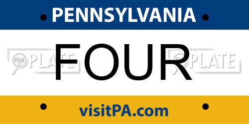 FOUR Pennsylvania License Plate