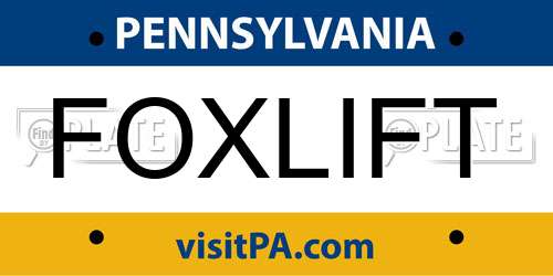 FOXLIFT Pennsylvania License Plate