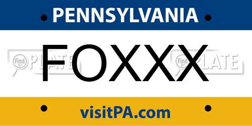 FOXXX Pennsylvania License Plate
