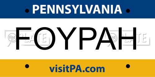 FOYPAH Pennsylvania License Plate