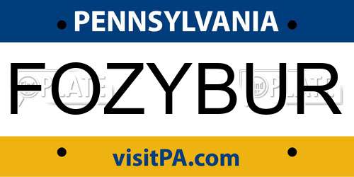 FOZYBUR Pennsylvania License Plate