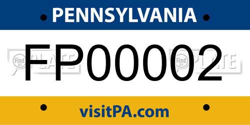 FP00002 Pennsylvania License Plate