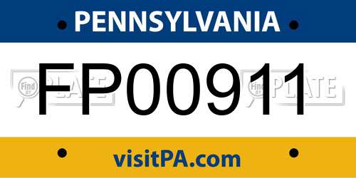 FP00911 Pennsylvania License Plate