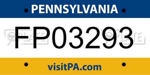 FP03293 Pennsylvania License Plate