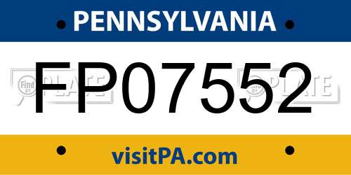 FP07552 Pennsylvania License Plate