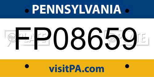 FP08659 Pennsylvania License Plate