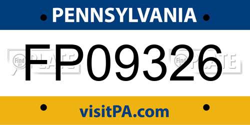 FP09326 Pennsylvania License Plate
