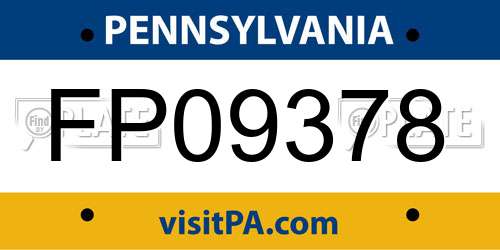 FP09378 Pennsylvania License Plate