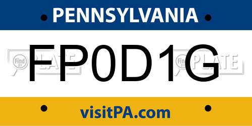 FP0D1G Pennsylvania License Plate