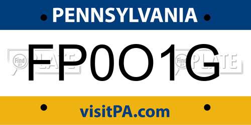 FP0O1G Pennsylvania License Plate
