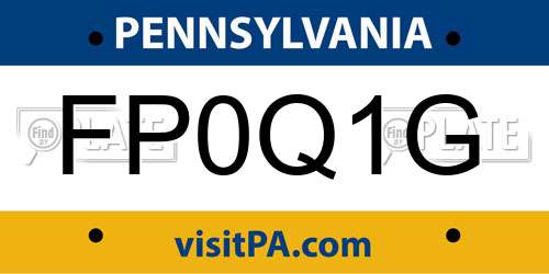FP0Q1G Pennsylvania License Plate