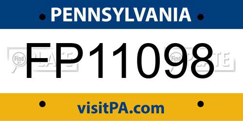 FP11098 Pennsylvania License Plate
