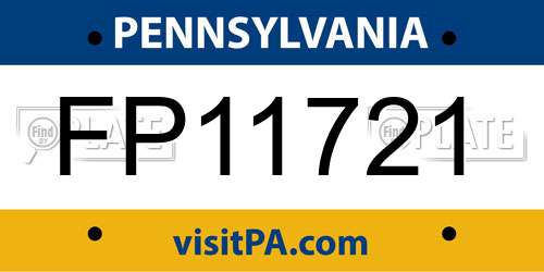 FP11721 Pennsylvania License Plate