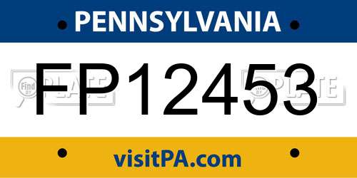 FP12453 Pennsylvania License Plate