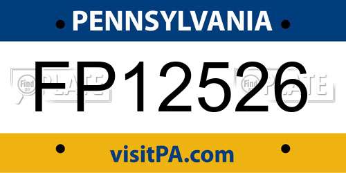 FP12526 Pennsylvania License Plate