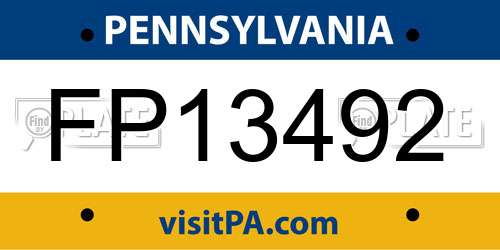 FP13492 Pennsylvania License Plate