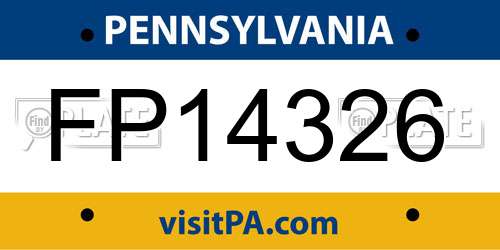 FP14326 Pennsylvania License Plate