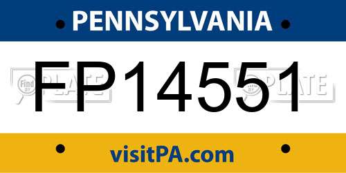 FP14551 Pennsylvania License Plate
