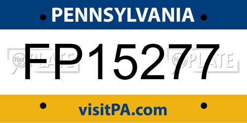 FP15277 Pennsylvania License Plate