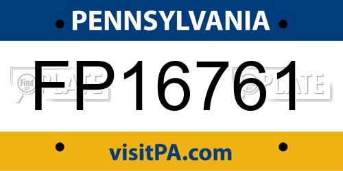 FP16761 Pennsylvania License Plate