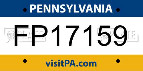 FP17159 Pennsylvania License Plate